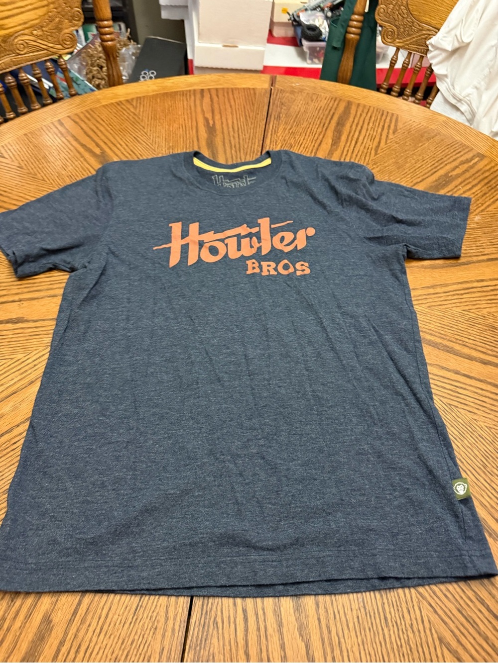 Howler Brothers Navy Tee with Yellow Neck Trim